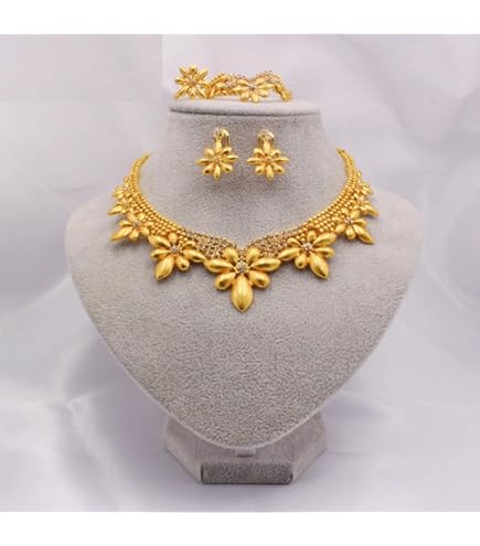 Ensembles De Bijoux Pour Femmes Africain Ethiopie Dubaï Mode Or Nuptiale Cadeaux De Mariage Collier Boucle D'oreille Bague Bracelet Ensemble Inde Bijoux