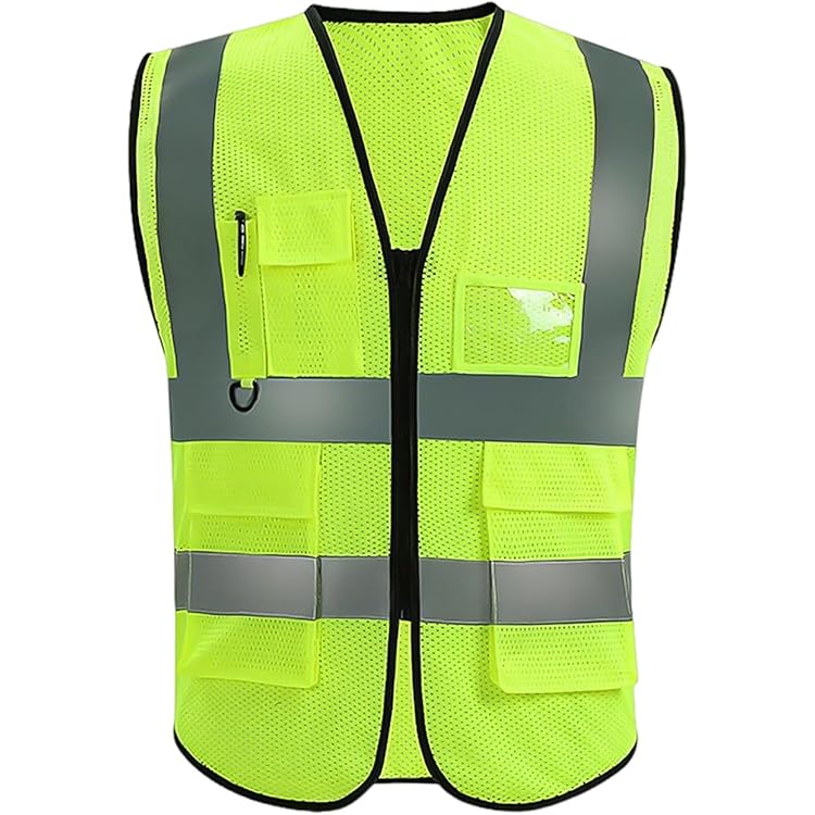 Gilet Réfléchissant Fluo Jaune ROCKBROS - Pour Vélo, Course, Bricolage, Avec Poche Arrière, Taille M à 4XL