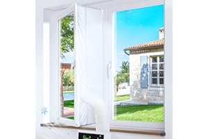 GRUNTBEAR Klimaanlage Fensterabdichtung, Fensterabdichtung für Mobile Klimageräte, Wäschetrockner, Ablufttrockne,400CM(157") Hot Air Stop für Fenster,Double Zip für Dachfenster, Flügelfenster