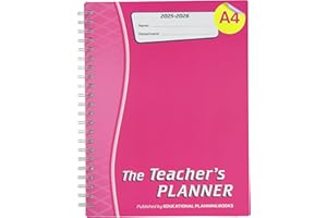 EDUCATIONAL PLANNING BOOKS LTD Educational Planning Books - The Teachers Planner 2025-26 | (A4, 6 Periods) | Page-a-Day & Undated, with Dedicated Pages for Year Planning, Exams, Marking, Contacts, and more - Pink (TP3-Pink)
