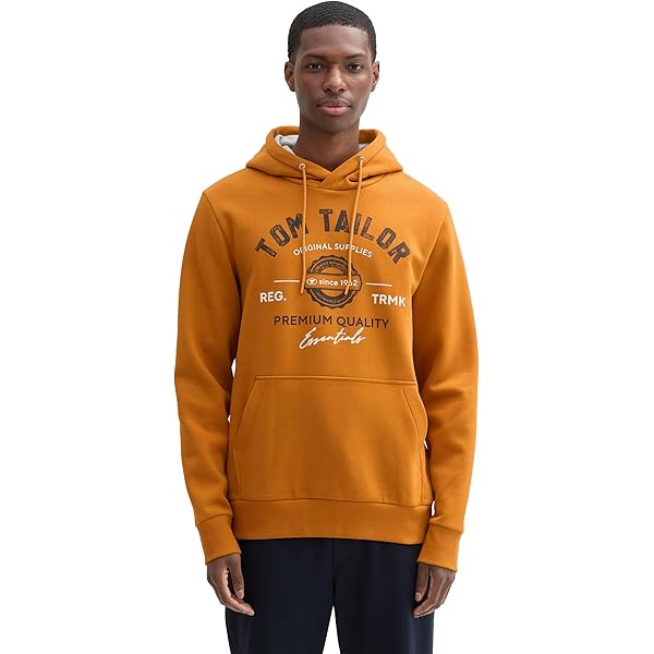 TOM TAILOR Denim Herren Sweater - Basic Crew-Neck Mit Print & Rippbündchen