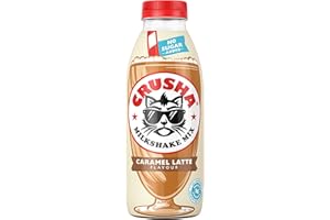 Crusha Caramel Latte Milkshake Mix 1 x 1ltr Bottle | Barista-Inspired Flavour Syrup for Creamy Milkshakes