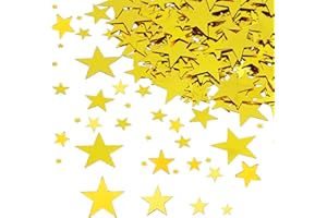 DazzJoy 6000 Stk Glitzer Streudeko Sterne Konfetti Weihnachten,4 Größen Sterne Deko Gold,Weihnachtskonfetti Deko Sterne,Goldene Glitzersterne Streudeko Silvester,Pailletten Stern Tischdeko Streusterne