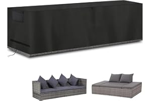 YBYHFAA Abdeckung für Rechteck Sofa Bank, Garten Loungesofa SchutzhÜLle , 600D Oxford Vollständige Abdeckplane für Balkon Sofa,Wetterfest, UV-Beständiges,Schwarz,220*80*80cm