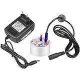 mountain_ark Teich Brunnen Nebler Wassernebler mit Netzteil und LED Auto Farbwechsel, 20W, 7 Farbwechselmodi, Kabellänge 2 m