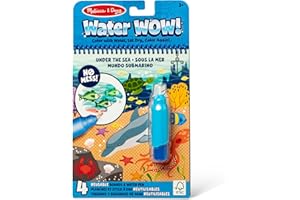 Melissa & Doug - Water Wow Wassermalbuch Unterwasserwelt mit Spiralbindung und Wasserstift, 4 Motivseiten, Stift auffüllbar, Für Kinder ab 3 Jahren - FSC zertifizierte