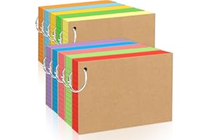 DMSELL A6 Flash Cards Revision, 800 Pcs Ruled Index Cards with Metal Binder Rings for Study Office Work School Home