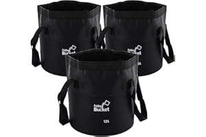 GBACHOOSE 3 pcs 12L Folding Water Bucket, Black Portable Collapsible Bucket, Outdoor Multifunctional PVC Folding Bucket for Camping, Traveling, Hiking, Fishing, Gardening, Car Washing