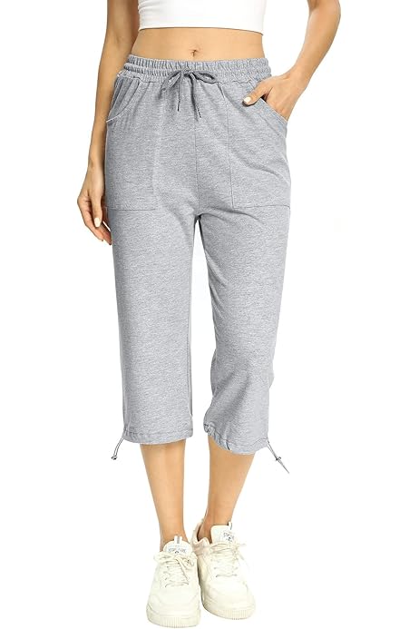 Hawiton Pantalon De Sport Femme 100% Coton Stripe Pantalon Décontracté