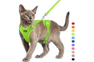 Supet Set di stoviglie per gatti e guinzaglio per gatti a prova di fuga, pettorina regolabile con strisce riflettenti, guinzaglio e pettorina universale per gatti e cuccioli