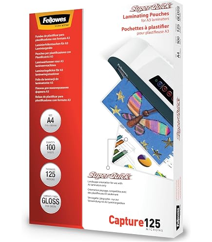 Fellowes Apex Pochettes De Plastification A4 115 Microns - Pack De 100 - Finition Brillante Haute Qualité, Protection Durable Pour Documents