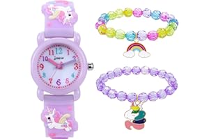 HMJIA Orologio Bambini,Orologio da Polso per Ragazzi e Ragazze,Orologio Quarzo in Cartone Animato, Orologi Cinturino in Silicone/Nylon 3ATM