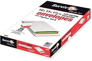 Quality Park Survivor R4202 Tyvek Expansion Mailer, 10 x 13 x 1 1/2, White (Box of 25)