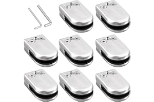 Kamtop 8PZ Morsetti di Vetro 6-8mm Morsetto per Vetro in Acciaio Inossidabile 304 Regolabile Supporto Vetro Impermeabile per Ringhiera Balaustra Corrimano della Scala