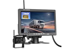 GOHHDL Rückfahrkamera Kabellos, 7 Zoll HD Monitor IP68 Wasserdicht Nachtsicht Rückfahrkamera, Kamera für Camping Auto Wohnwagen LKW Anhänger Anhänger T5, BSD, 12 V-36 V