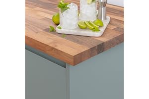 DOMLI Solid European Walnut Kitchen Worktop | 2000mm x 620mm x 27mm | Premium Wood Worktops | Walnut Wooden Timber Counter Tops | Cut to Size Customisation Available | Real Wood Stave Kitchen Countertop