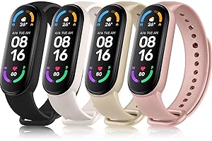 Tobfit 4 Pezzi Cinturino per Xiaomi Mi Band 5/ Mi Band 6/Amazfit Band 5, Cinturino Silicone di Morbido Traspirante di Colorati Solo per Xiaomi Mi Band 6,Xiaomi Mi Band 5,Amazfit Band 5