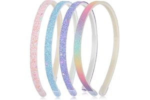 COMNICO 4 Stück Glitzer-Stirnband Niedliche Glitzernde Rutschfeste Stirnbänder aus Kunststoff mit Zähnen Regenbogen-Bling Süße Haarbänder Haarschmuck für Kleine Mädchen