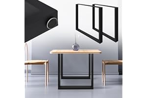 ECD Germany 2X Conjunto de Patas de Mesa Industriales Negro Pies de Escritorio Banqueta Modernos Estables 70 x 72 cm Marco Protección Soportes Perfiles de Acero Suelo para Cocina Oficina Comedor