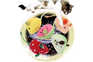 sanyuexiaozai Zabawki z kocimiętką myszy, interaktywne zabawki dla kotów domowych, zabawki dla kotów, owoce, wełniana przędza, szydełkowanie, zabawka, zabawka do czyszczenia zębów kota (5 szt.)