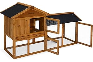 Alice's Garden - Clapier en Bois Hotot pour Lapin et Autres rongeurs. 4 Lapins. Cage à Lapin avec enclos. Espace intérieur et extérieur. poulailler