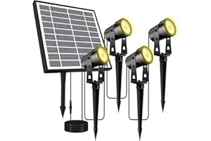 Totofac Foco Solar Exterior, 4 en 1 Luces Solares de Exterior, 3000K Blanca Cálido, 4 Brillos Optionale, Luz Led Solar Jardin Impermeable IP65 para Jardín, Camino, Césped, Terraza
