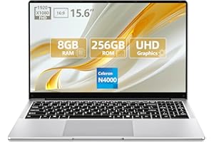 TUNHAIL PC Portatile da 15,6 pollici, Computer portatile Celeron N4000, Notebook 8GB RAM 256GB SSD, Laptop Full HD 1920 x 1080, apertura e chiusura a 180 gradi, WiFi 5, Mini HDMI, TF Card Slot, USB3.0, BT4.2