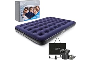 COMFORT QUEST Double Airbed Inflatable Camping Blow Up Mattress Air Bed And Electric Pump