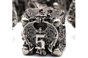 HNCCESG Juego de Dados de Metal D&D, Dungeons and Dragons Dice Juego de Dados de Metal Poliédricos Huecos para Juegos de rol D y D para Juegos de Mesa (Ángel Plata)