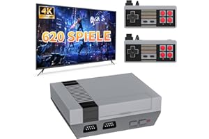 Tihokile Mini Console de Jeu Rétro Classique, 620 Jeux Classiques Intégrés, 2 Poignées de Jeu Portable, Sortie AV Jeux Vidéo Plug and Play, Système de Divertissement Vintage Pour Enfants, Adultes