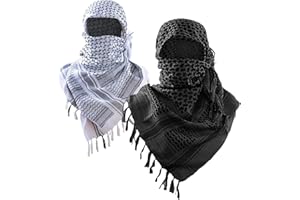 Luxns Military Shemagh Tactical Desert Scarf / 100% Cotton Keffiyeh Scarf Wrap for Men and Women