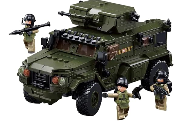 Tarcury Ensemble de Construction Voiture Blindée Typhoon-VDVS - Ensemble Militaire de l'Armée avec 4 Soldats Jouets - Modèle de 519 PCS pour Enfants et Adultes