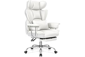 DoChair Silla Oficina Ejecutiva Ergonómica, Silla Escritorio PU, Soporte Lumbar &Reposapiés &Reposacabezas, Anchura de Asiento 58cm, Ajuste de Altura del Asiento y del Inclinación del Respaldo,200kg