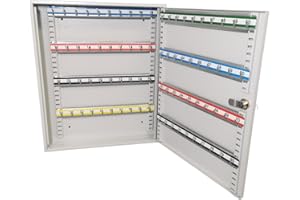 ‎LEOMAR LEOMAR Schlüsselschrank, Schlüsselkasten mit 80 Haken, Schlüsselbox aus Stahlblech, mit Verstellbaren Hakenleisten, Organizer zur Wandbefestigung, Abschließbar, mit Montagematerial, 6 x 35 x 42 cm