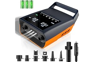 Elektryczna pompa SUP Mojimdo 13500 mAh, akumulatorowa pompa powietrza 20PSI, zasilanie awaryjne i światło awaryjne, automatyczne wyłączanie, 12V DC i Type-C, z 6 dyszami, do desek wiosłowych