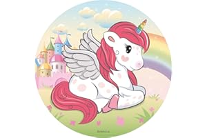 Dekora - Decoration Gateau Anniversaire Feuille Azyme d'un Licorne - 20 cm Diametre