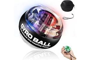 BeSokar Gyroball Balle d'exercice pour poignet Démarrage automatique 5 niveaux de résistance Contrôle de la lumière Gyroscopique Entraînement Bras Bras Doigt Poignet (étui transparent)