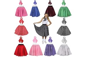 I LOVE FANCY DRESS Ilovefancydress Rock 'n' Roll Kostüm, 66 cm langer bunter Rock und Halstuch, gepunktet, 1950er Jahre-Stil
