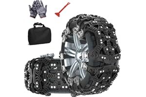 MOONCOOL 6Pcs(1 Satz) Anti-rutsch TPU Schneeketten für Auto von 165-275mm Reifen, Winter Notfallzugketten Reifenkette mit Kreuznägel um Verbessern Straßenhaftung bei Eis und Schneewetter