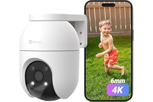 EZVIZ 4K Wifi Security Camera Outdoor Wired, Colour Night Vision, Human/Vehicle Detection, Auto-Track, Pan/Tilt 360°, No Monthly Fee, Support 512GB, Home CCTV System, Alexa/Google (C8c 8MP 6mm)