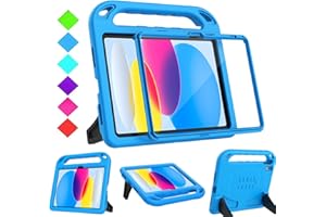 Surom Kids Case for iPad (A16) 11th Generation (11-inch, 2025)/iPad 10th Generation (10.9-inch, 2022), with Built-in Screen Protector, Shockproof Light Weight Handle Stand Case for Kids, Blue