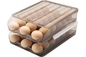 MEMEYOU Portauova in plastica impilabile per frigorifero, riutilizzabile, trasparente, con coperchio, 2 ripiani