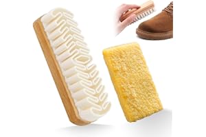 EQLEF Suede Brush With Rubber Eraser for Cleaning Shoes, Nubuck and Leather - Hard-Wearing Crepe Boot Brush, White, 4.92 * 1.69in/12.5 * 4.cm (Wood)