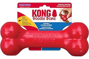 KONG Goodie Bone - Osso classico per cani in gomma naturale resistente, supporta il coinvolgimento mentale, erogazione di dolcetti, rosso, per cani di taglia XL