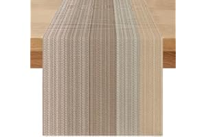 MIUYUNYA Camino de Mesa Moderno Beige Marrón Rayas Camino de Mesa 40 x 180 Vintage Lavable Rústico Textura de Madera de Granero Decorativa Casera para Primavera Salón Cocina Mesa Fiesta Boda