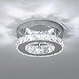 DELIPOP Modern LED Ceiling Light, 12W Mini Crystal Chandelier Flush, Led Ceiling Lamp Finish Chrome, Crystal Pendant for Bedroom, Kitchen, Living Room, Hallway, Dining Room, Cool White 6500K