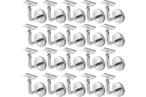 Gimisgu 20 Piezas Soporte Pasamanos, Soportes de Baranda Barandilla Pasamano de Acero Inoxidable para Escalera Pared, Acero Inoxidable para Escalera Pared Interior et Exterior, 49x49mm
