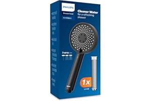 Philips Water Filtration Showerhead, Protection for Hair & Skin, Effectively removes Chlorine and Other Large Particles, Three Spray Modes, 1 Month Filter Capacity, Black