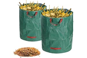 PECEWLOS 2pcs x 500L Bolsas de Basura Sacos De Jardín, Gran Capacidad, Plegables y Reutilizables, para Residuos de Jardín, Hojas Secas, Restos de Poda, Residuos de Plantas， Estables a los Rayos UV