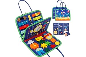KTCINA Busy Board Montessori Toys for Toddler 1 2 3 Year Old, Educational Learning Activity Sensory Book Felt Quiet Book Montessori Sensory Toys Baby Travel Busy Books for Plane Car, Boys Girls Gift